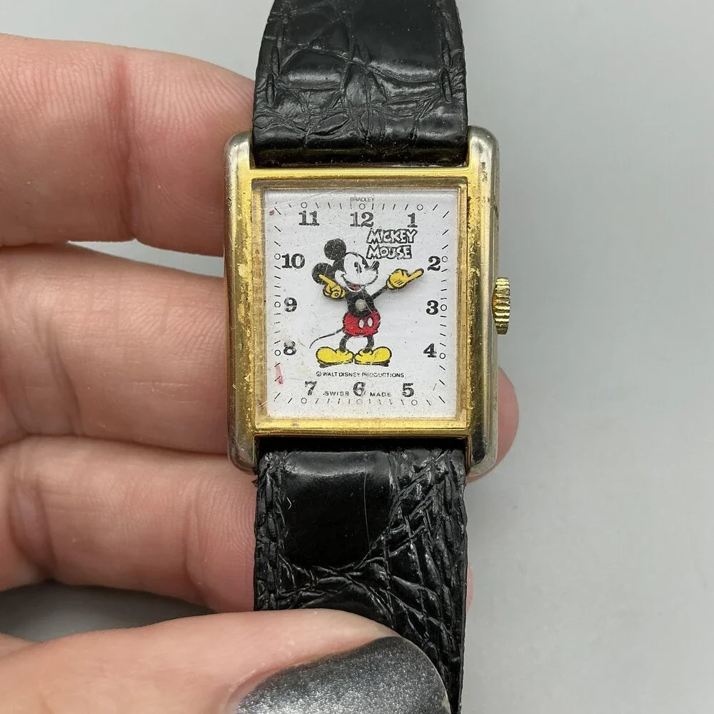 Vintage Bradley Mickey Mouse Womens Watch 24mm Manual Wind Not Running For Parts